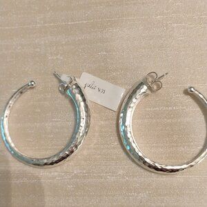 Julie Vos NWT silver toned hammered hoops
